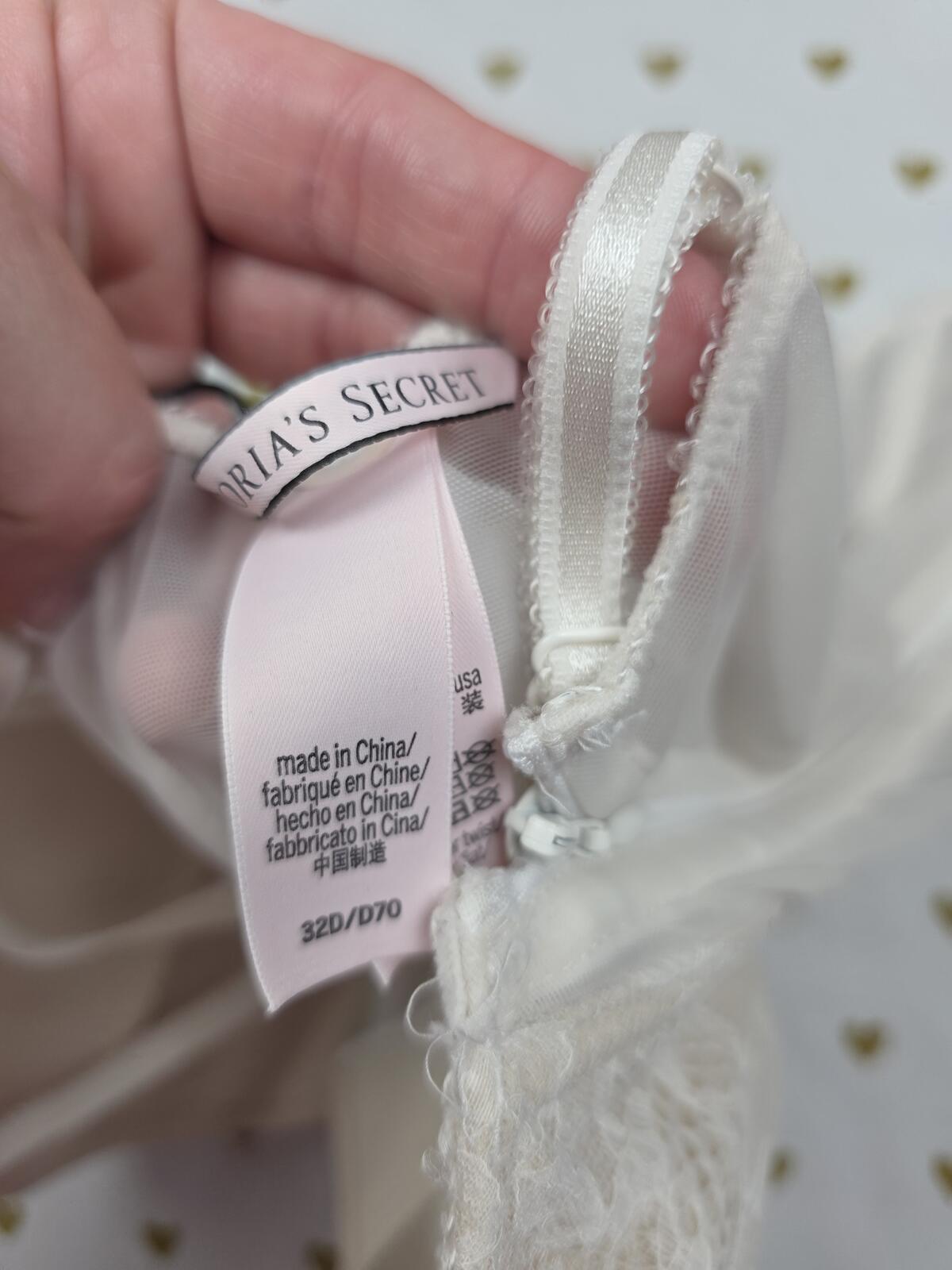 Victorias Secret 32D Side Zip Push Up Bustier Corset Bra top White