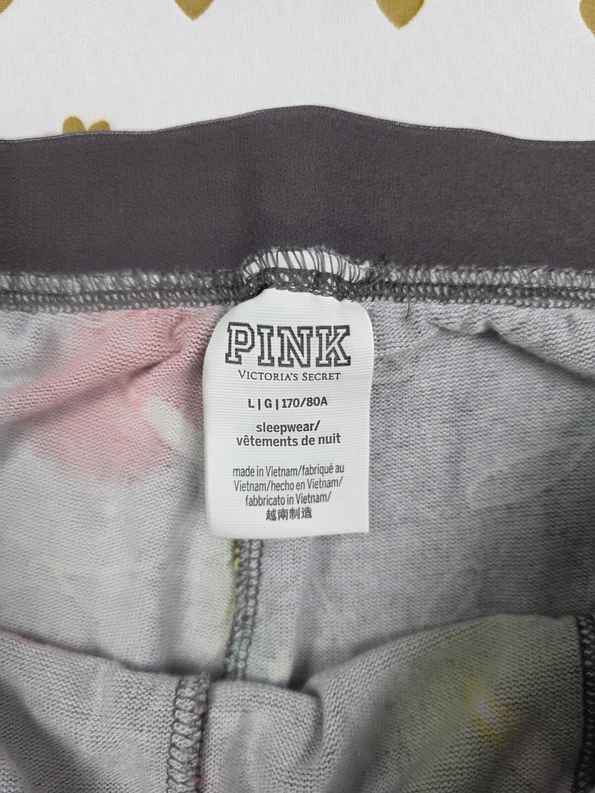 Victorias Secret PINK Christmas Light pajama Bottoms PJ Pants Sleep LARGE
