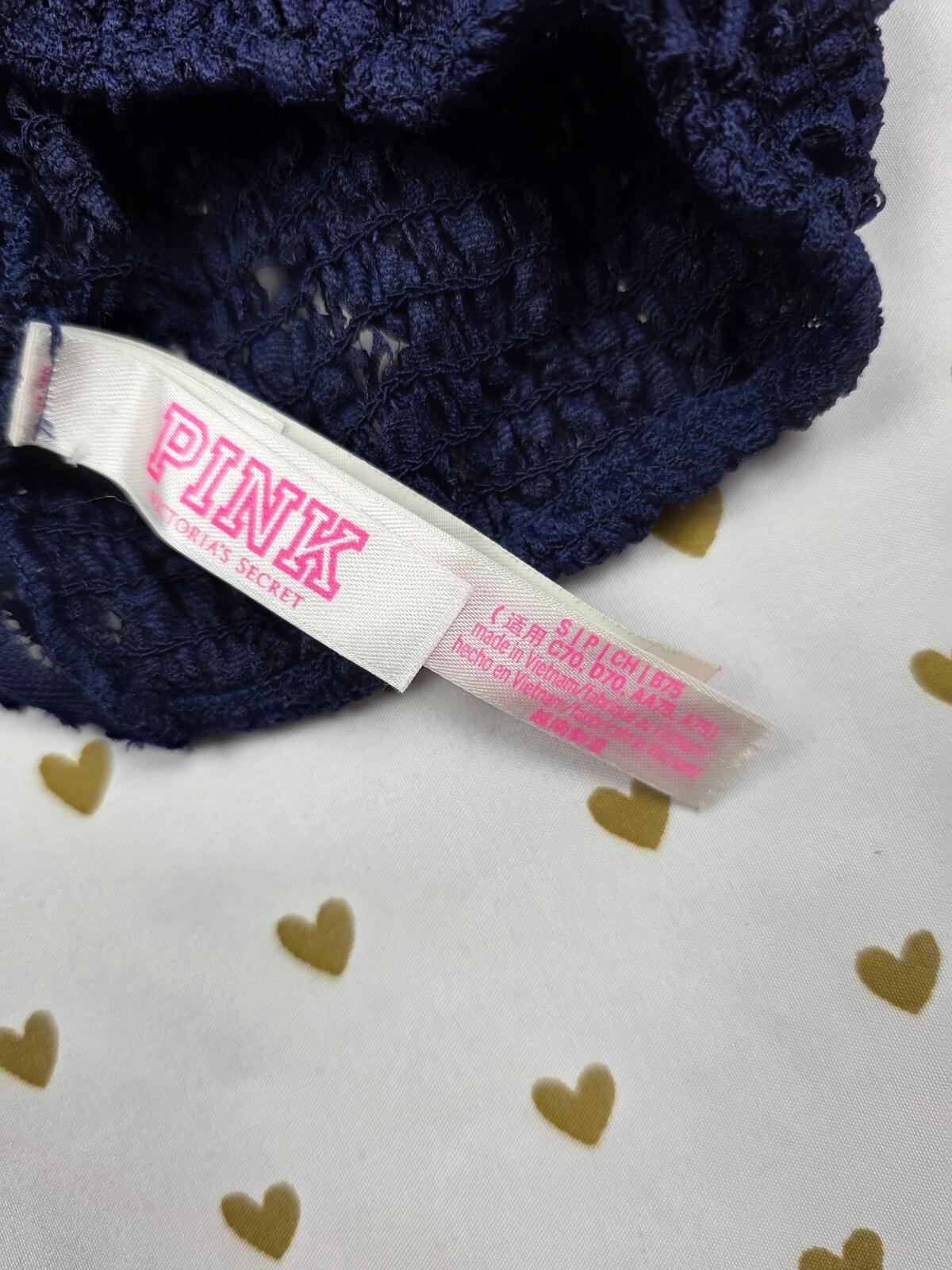 Victorias Secret Pink Blue Lace Strappy Small Bralette Bra Top Tank
