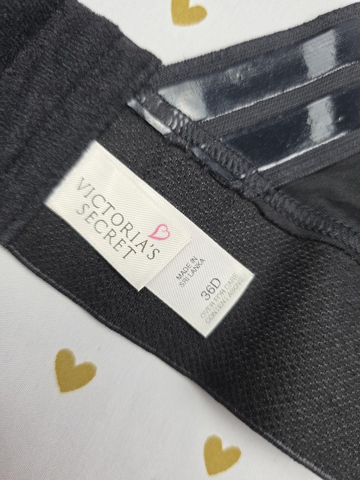 Victorias Secret Black Satin Backless Strapless Heart Label VINTAGE Bra 36D