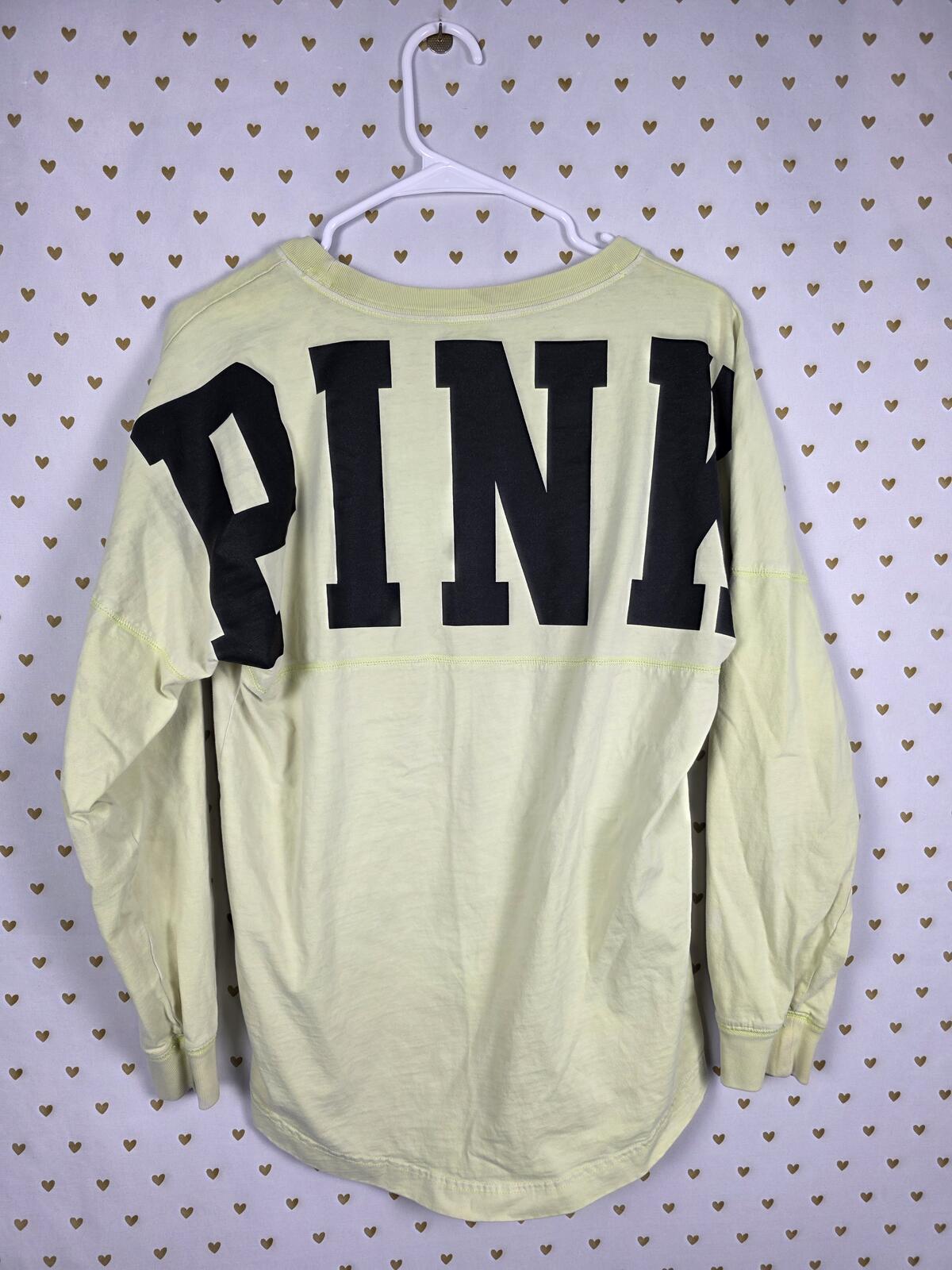 Victorias Secret PINK Oversized Thick Campus Long Sleeve Logo Tee SMALL