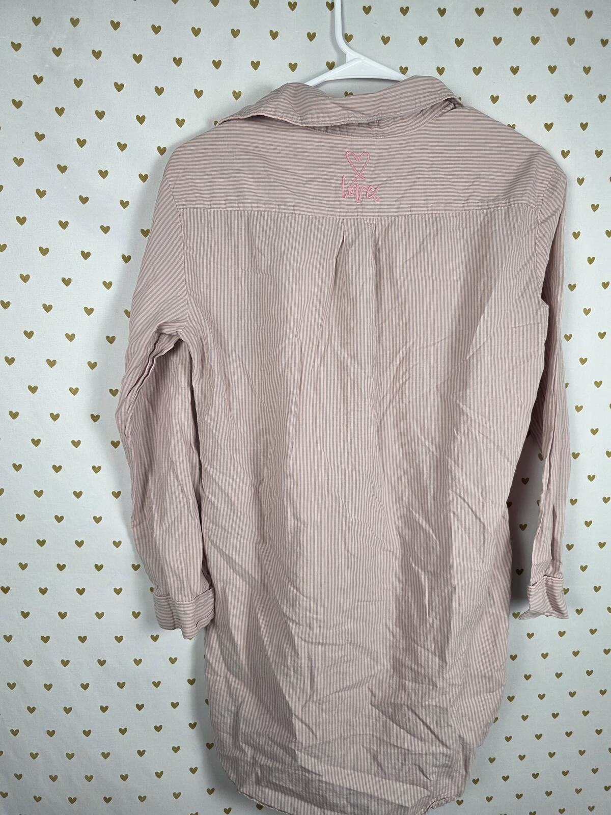 Victorias Secret Button Down Long XS Striped Sleep Shirt Pajama Nightgown