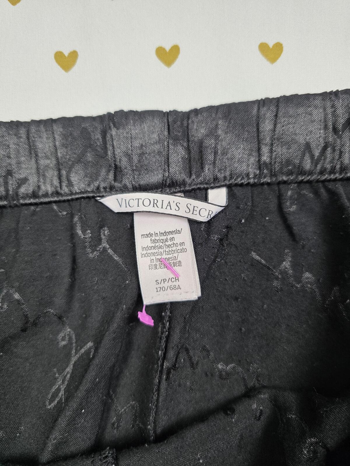 Victorias Secret Black satin Sleep Pants Pajama Bottoms SMALL