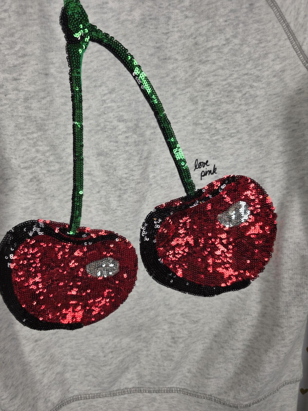 Victorias Secret Pink VEGAS Bling CHERRIES HTF Hoodie Full Zip Hoodie Jacket S