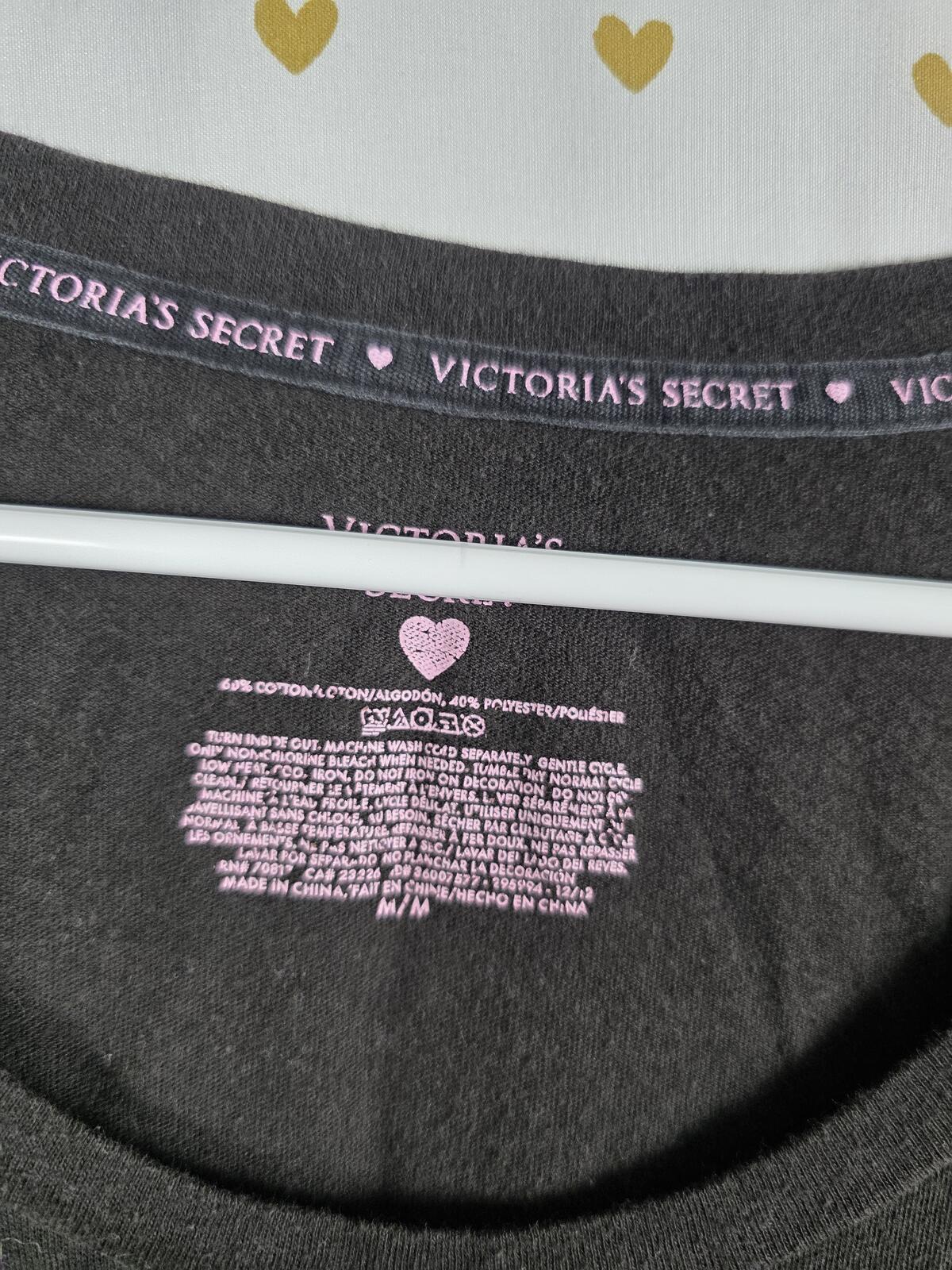 Victorias Secret Black Medium BLING Studded Nightgown Sleep Shirt
