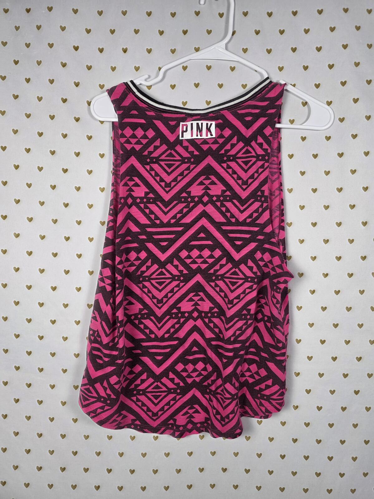 Victorias Secret PINK Geometric tank Top I JUST CANT Muscle Tee Shirt SMALL