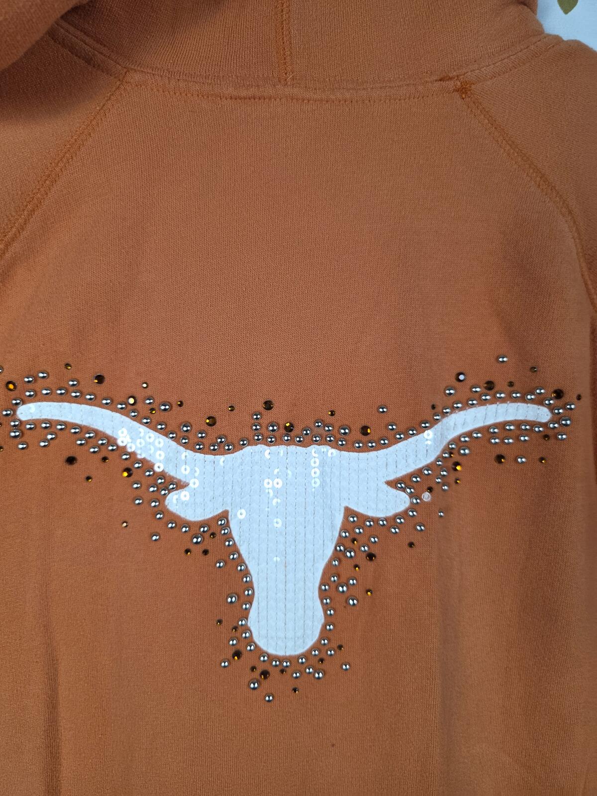 Victorias Secret Pink Vintage BLING Texas Longhorns College UT Full Zip Hoodie L