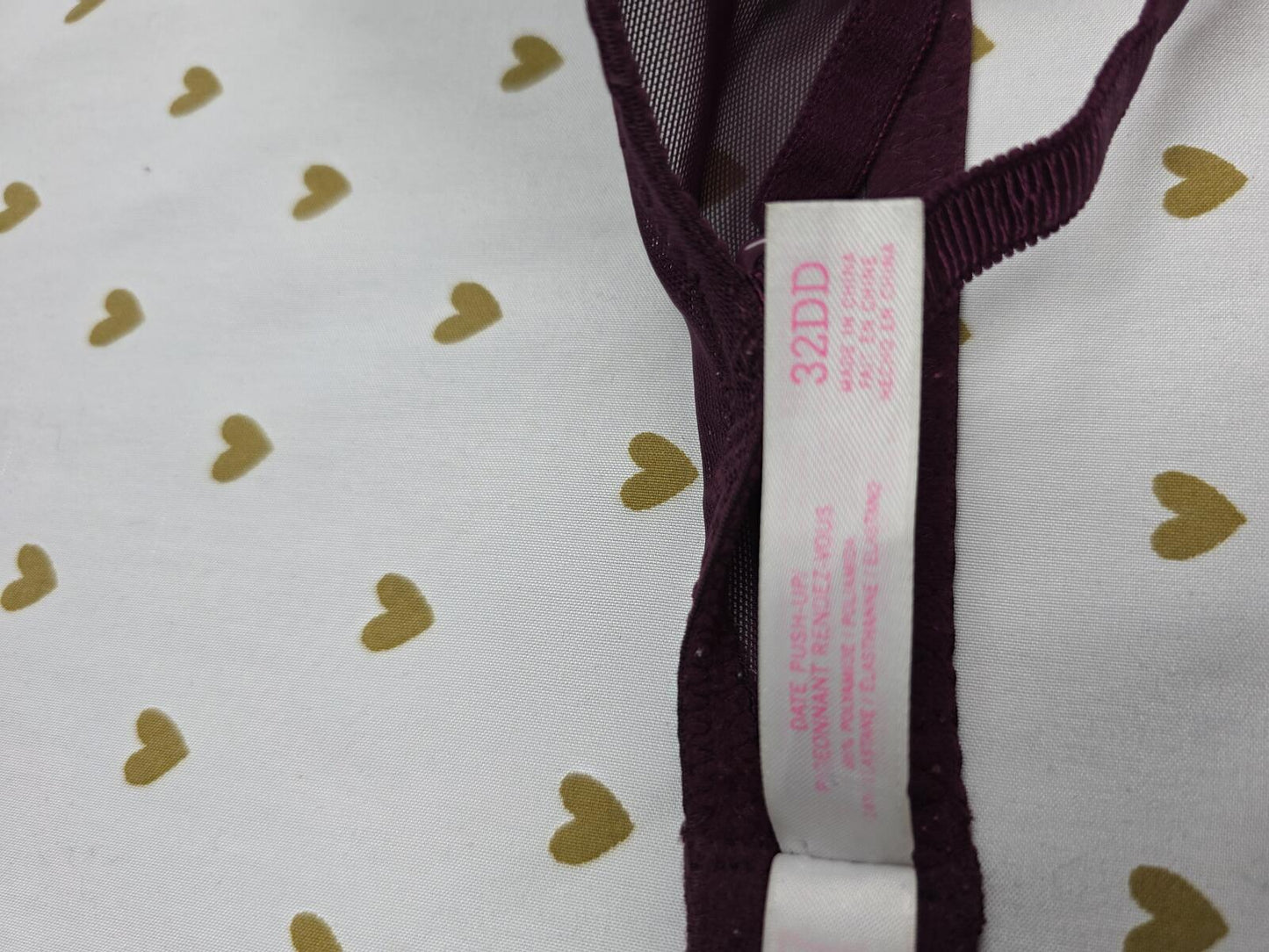 Victorias Secret PINK Maroon Date Push Up Bra 32DD