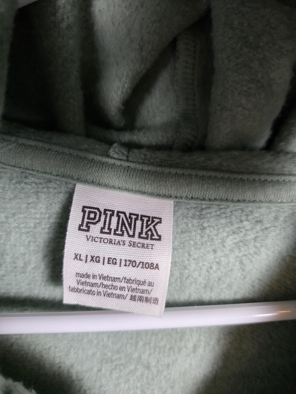 Victorias Secret Pink sage green full zip logo hoodie jacket XL