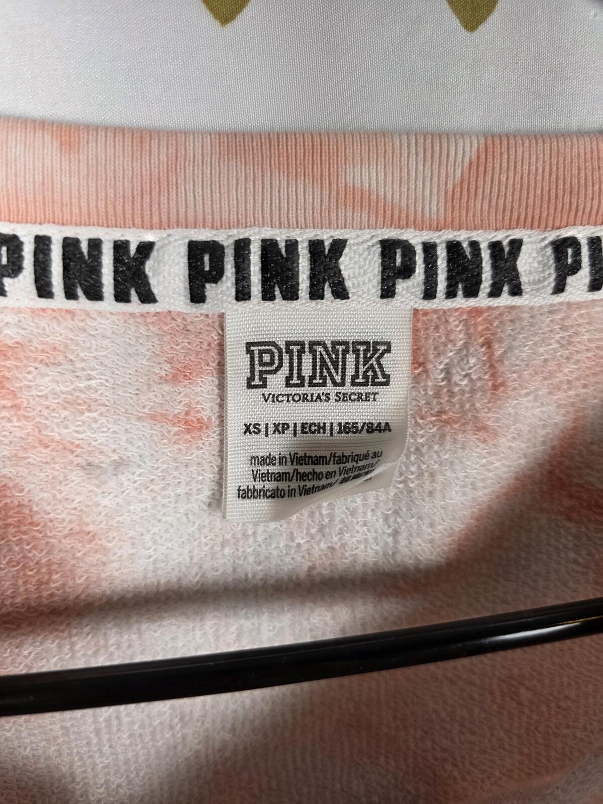 Victorias Secret Pink Tye Dye Cropped long sleeve logo sweater shirt XS