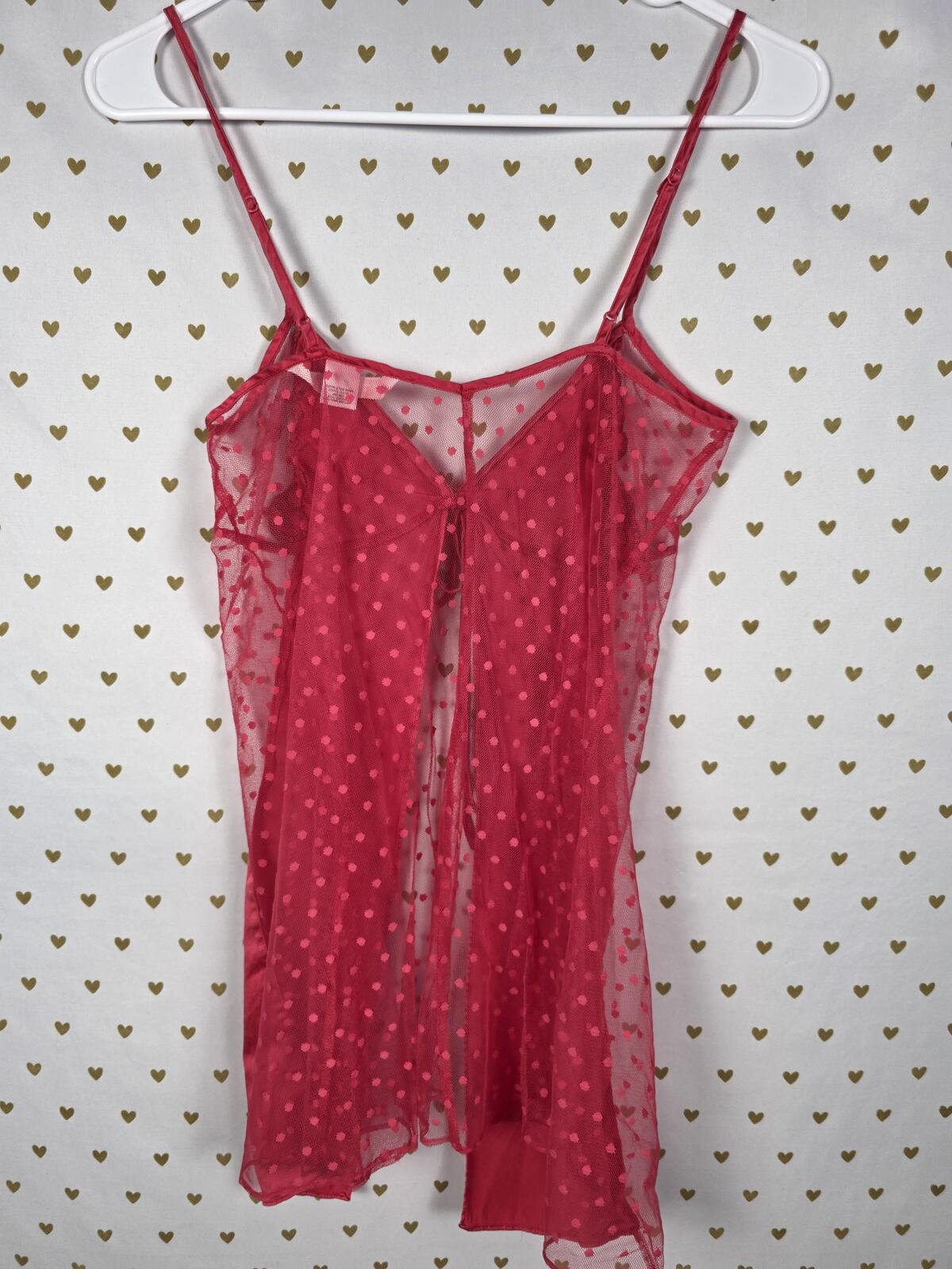 Victorias Secret Milkmaid Babydoll SILK tie front sheer Polka Dot babydoll S y2k