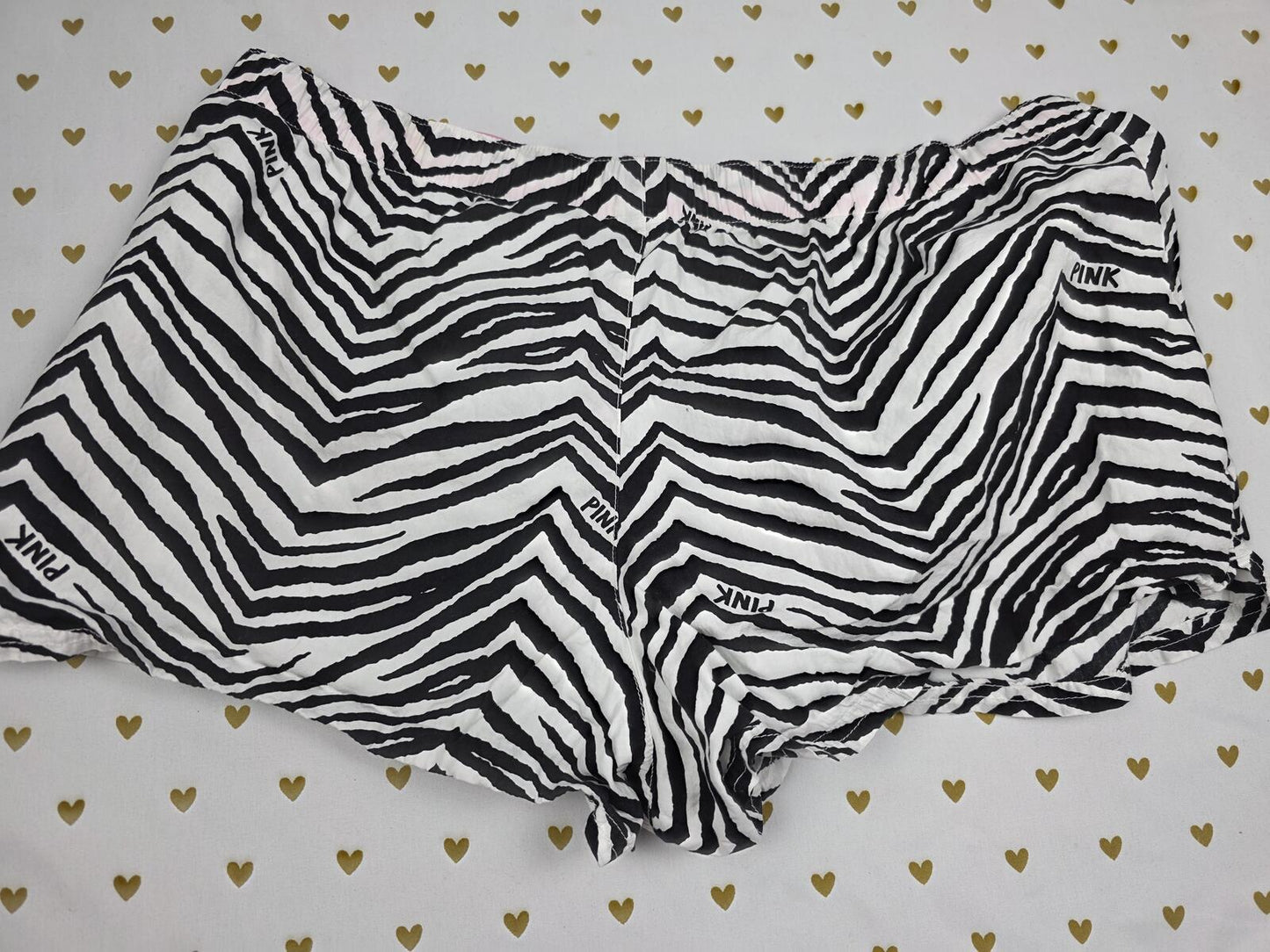 Victorias Secret PINK Rare Bling WILD ZEBRA L Sleep Shorts Boxers Pajama Bottoms