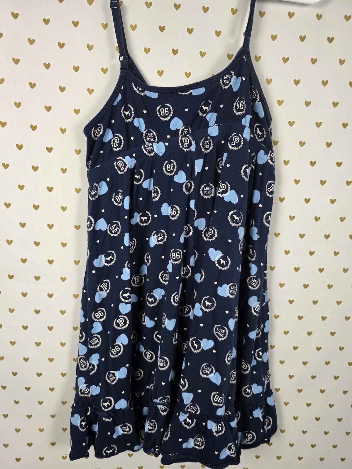 Vintage Victoria's Secret PINK Sundress Love 86 Dog Logo Y2K Ruffle M Dress