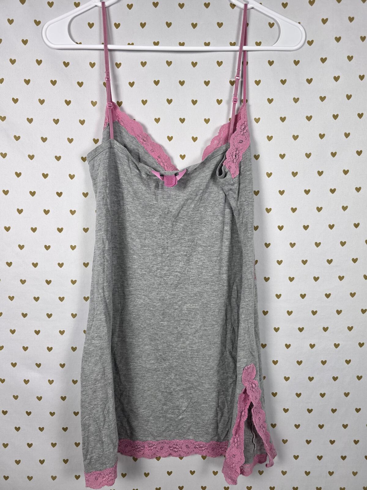 Victorias Secret PINK Vintage Lace Y2k babydoll Slip Dress Cotton Medium Bling
