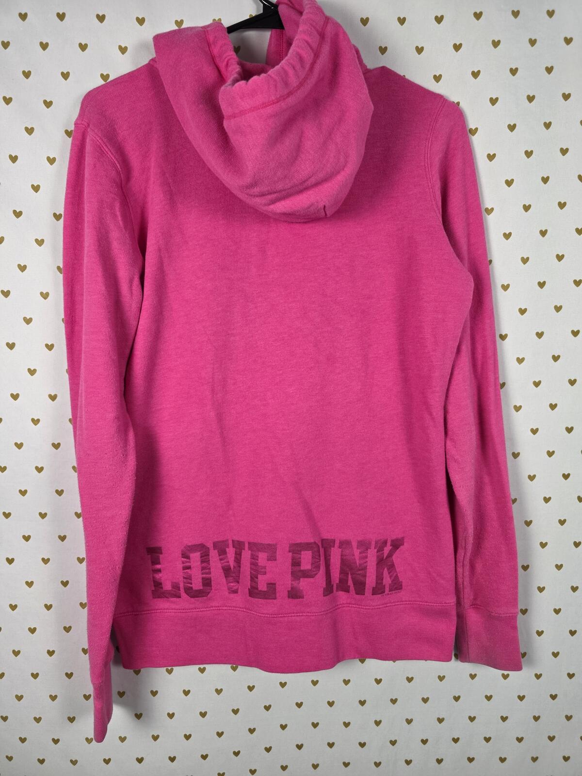 Victorias Secret Pink BlING Love Vintage y2k Sequined Hoodie Jacket Full ZIp S