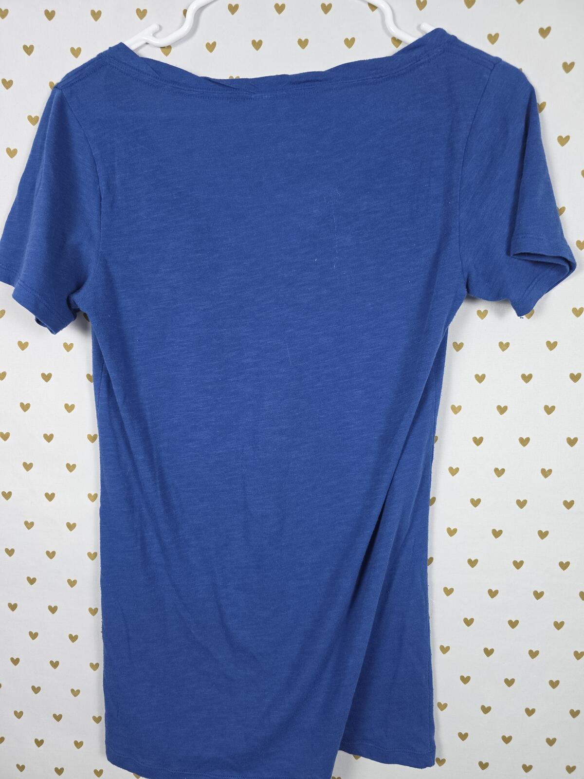 Victorias Secret PINK LOVE Vintage V neck Blue Y2k Tee shirt Small