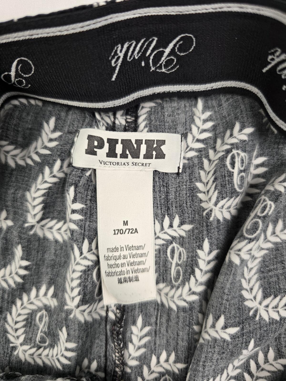 Victorias Secret PINK Black Crest Logo Medium Sleep Shorts Boxers Pajama Bottoms