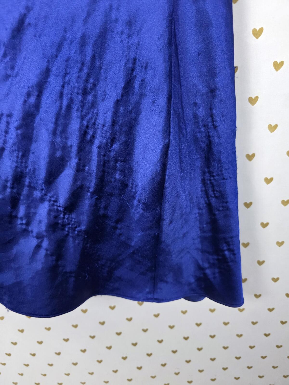 Victorias Secret Blue Satin Silky Slip Dress Nightie Lingerie LARGE