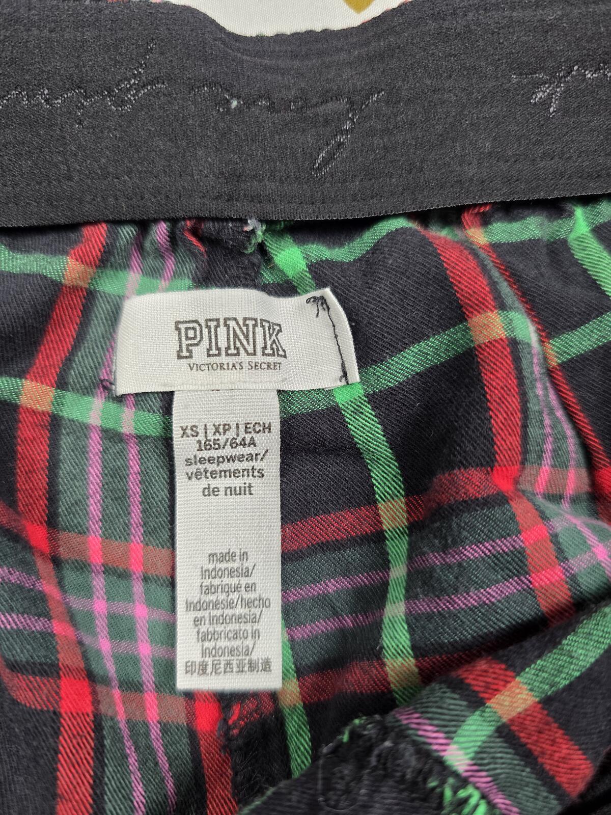 Victorias Secret PINK Logo butt Plaid XS Sleep Shorts Boxers Pajama Bottoms