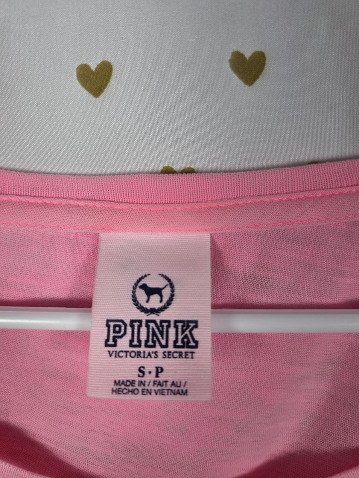 Victorias Secret PINK leopard Cheetah Logo Long Sleeve Slouchy Tee Shirt SMALL