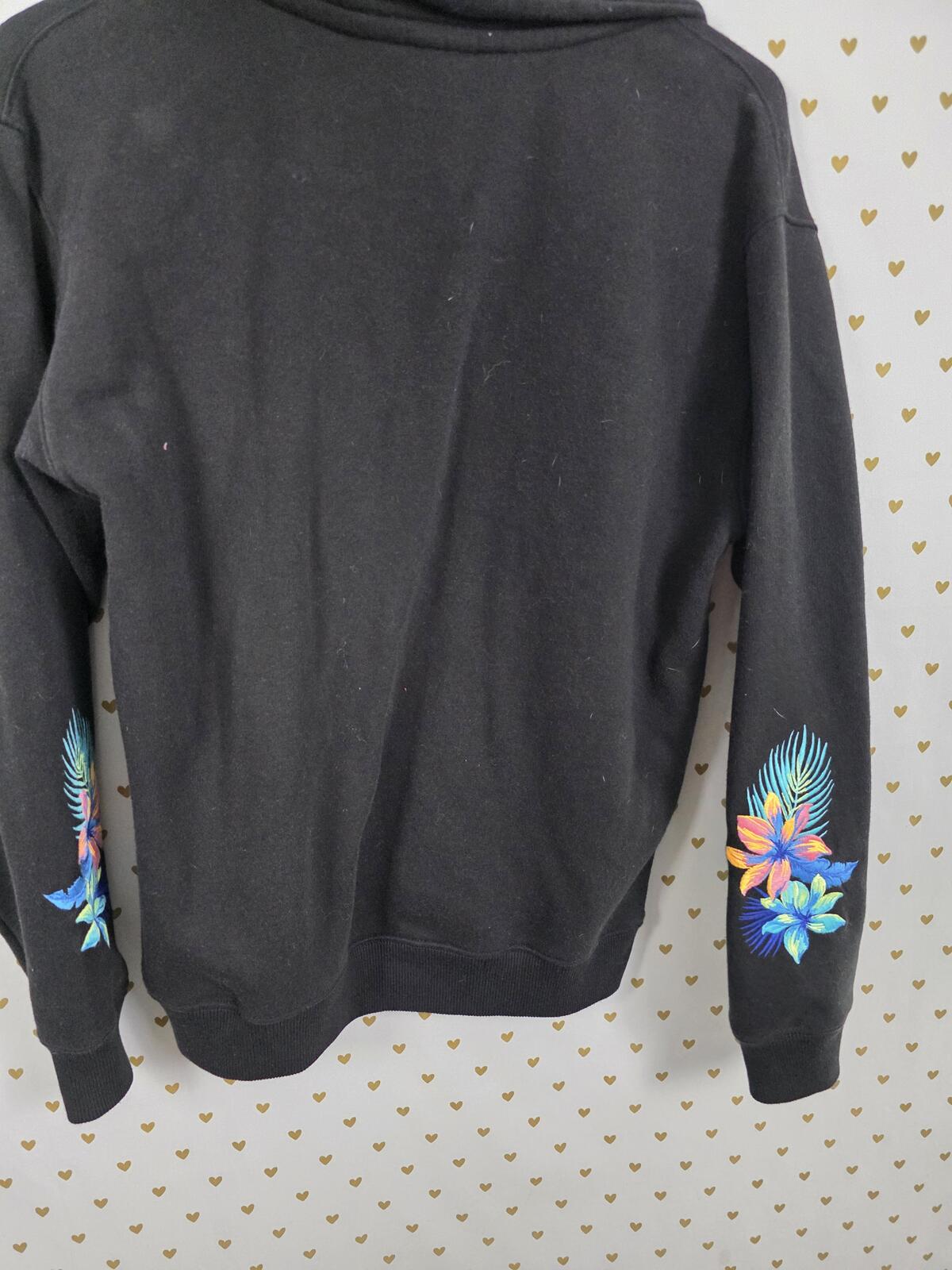 Victorias Secret Pink Embroidered Rare Hibiscus Sweater Shirt XS Oversized