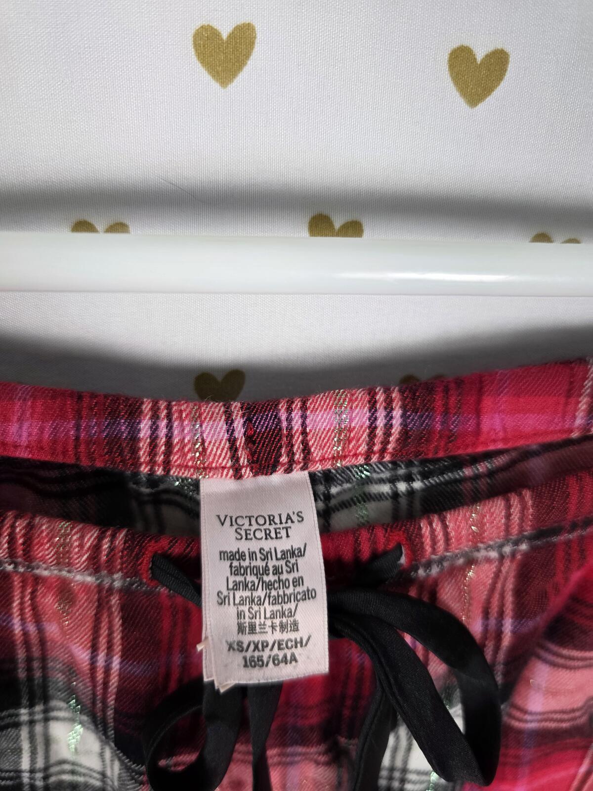 Victorias Secret RED Plaid Sleep Set Pajama 2pc Shirt Pants PJ XS