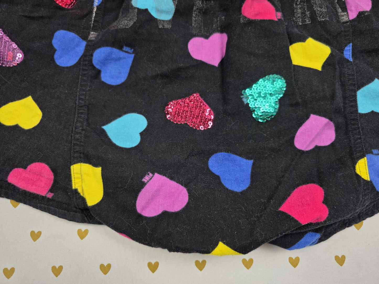 Victoria's Secret PINK Heart Sequin Sleep Shorts Velvet Waist Y2K M Bling