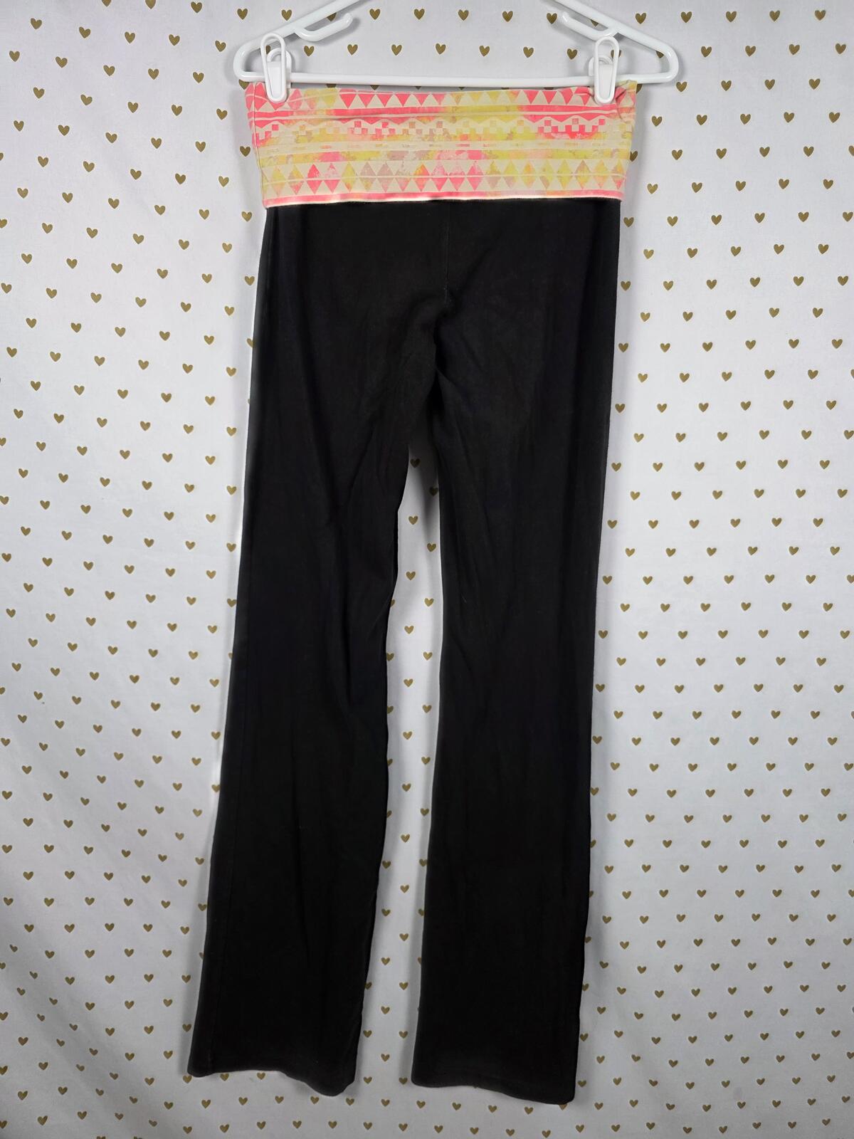 Victorias Secret PINK Neon Geometric Foldover Yoga Pants Flare Small BLING