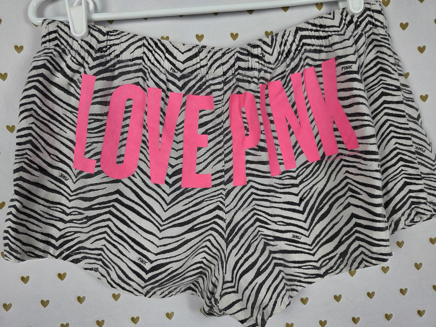 Vintage Victoria's Secret PINK Zebra Sleep Shorts I Love You LOVE PINK M