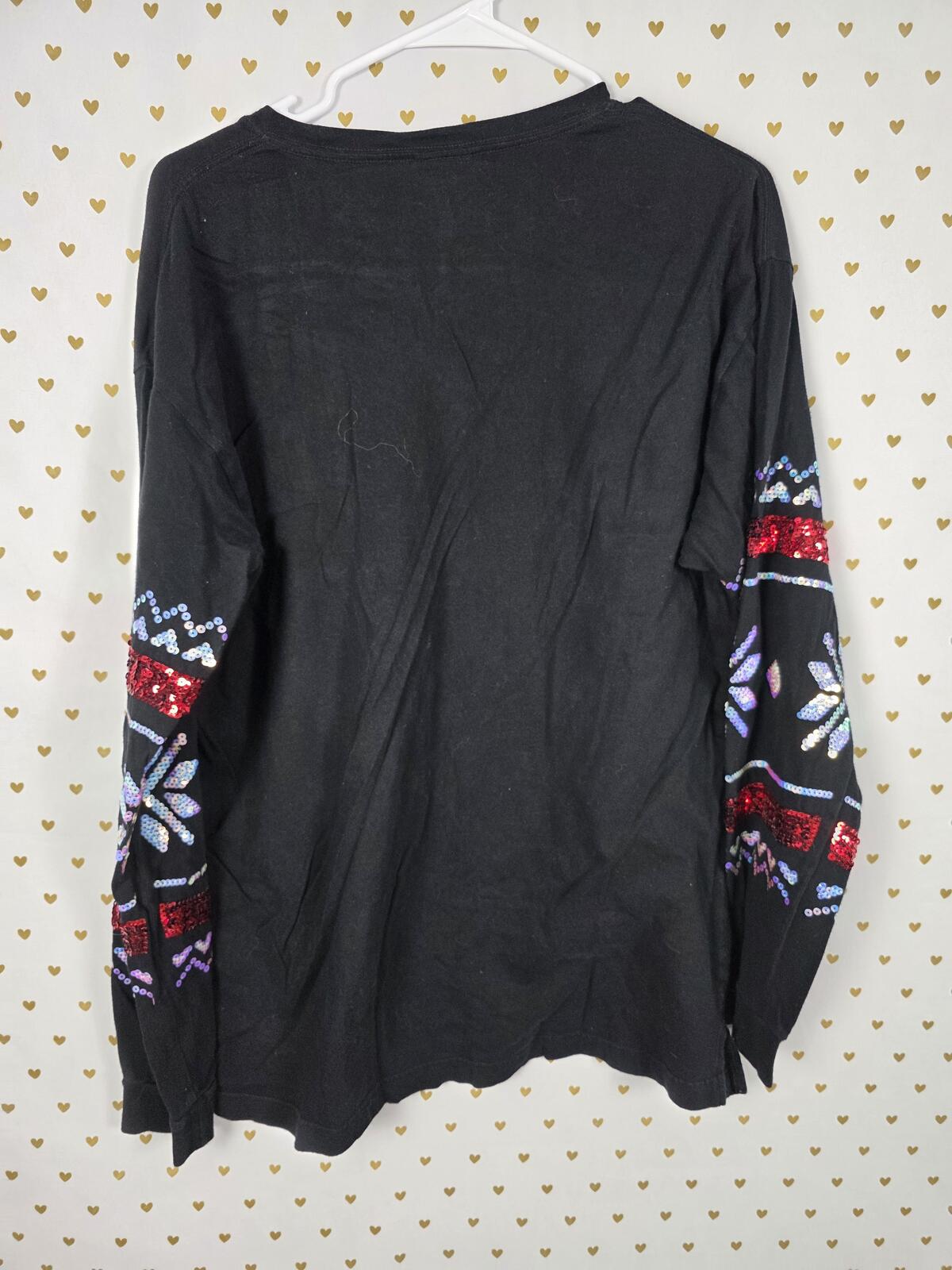 Victorias Secret PINK Bling Full Sequined Long Sleeve Christmas Shirt LARGE