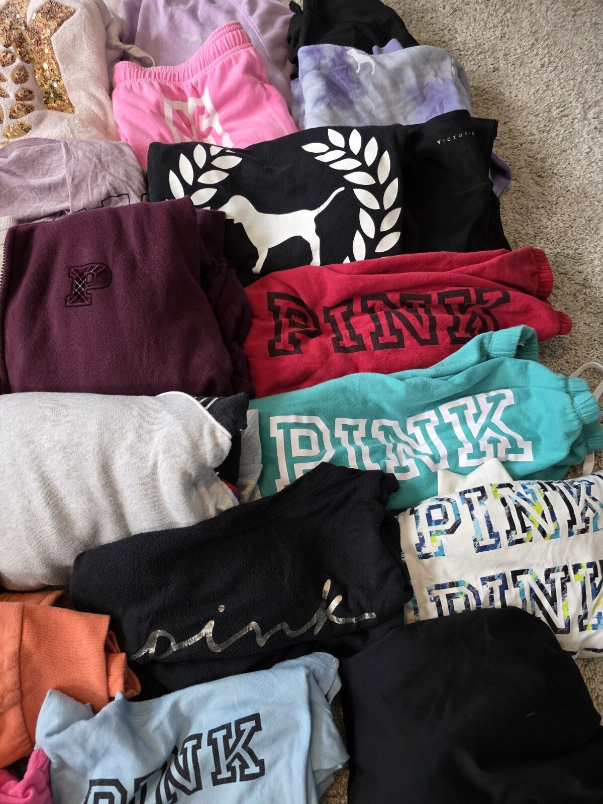 Lot of 41 Pcs Victoria's Secret and PINK Shirts Hoodie Leggings (stains/wear)