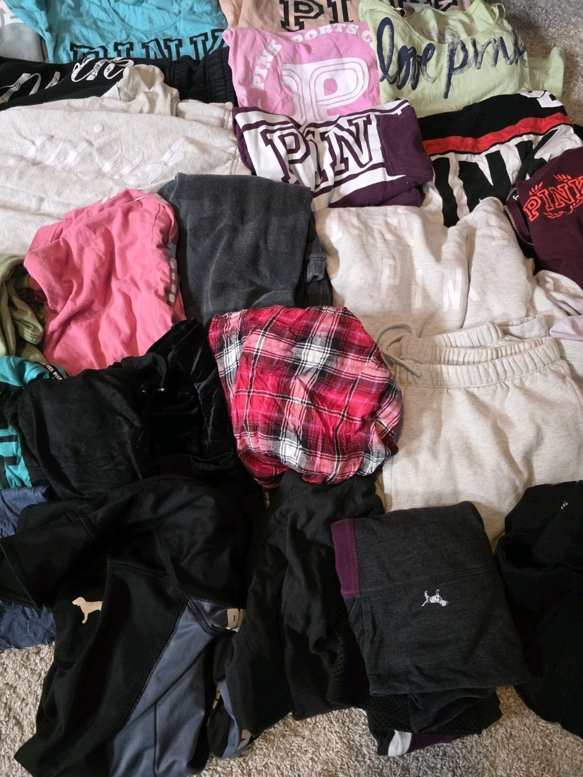 Lot of 40 Pcs Victoria's Secret and PINK Shirts Hoodie Leggings (stains/wear)