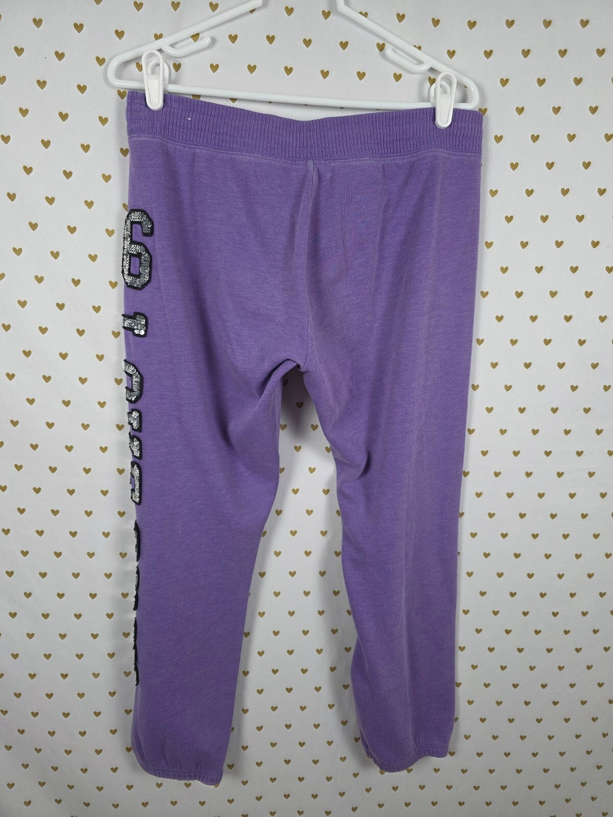Victorias Secret PINK Vintage Purple Bling Sequined Sweats Sweatpants Y2k Medium