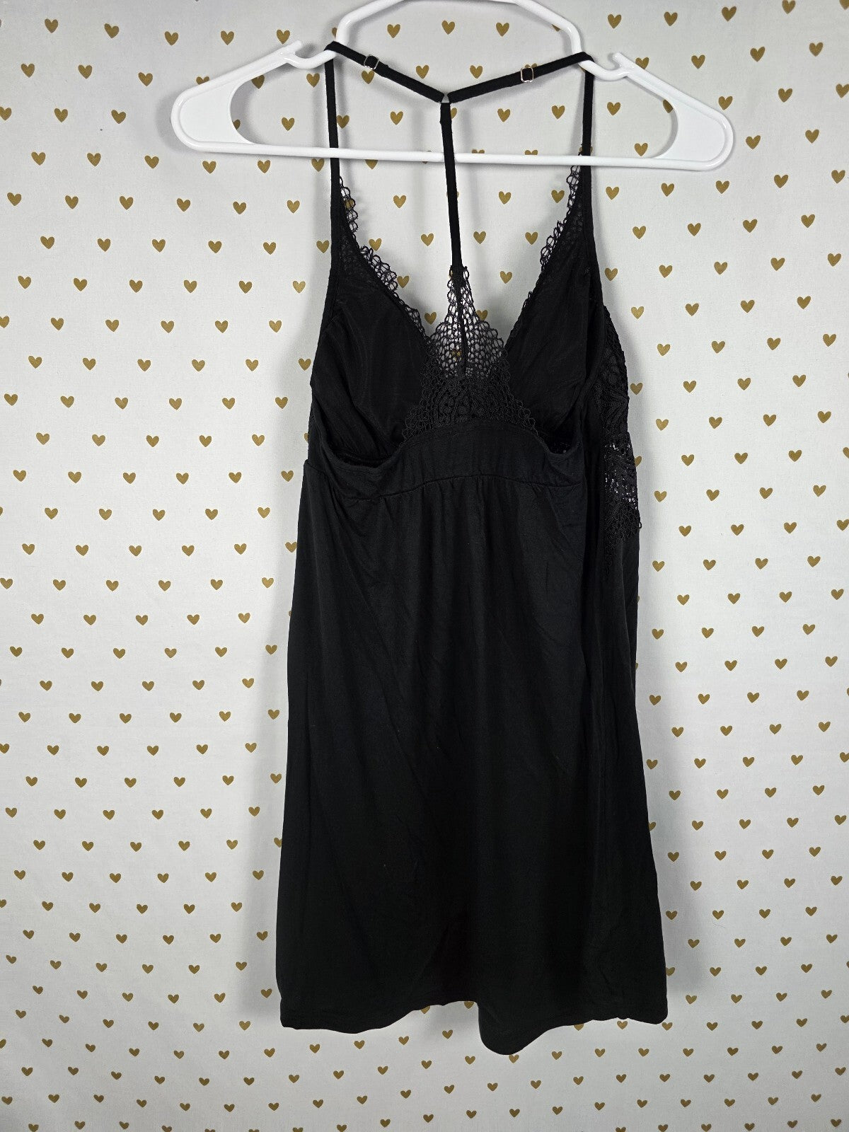 Victorias Secret Super Soft Black Lace Accent Nightie Slip Dress Lingerie SMALL