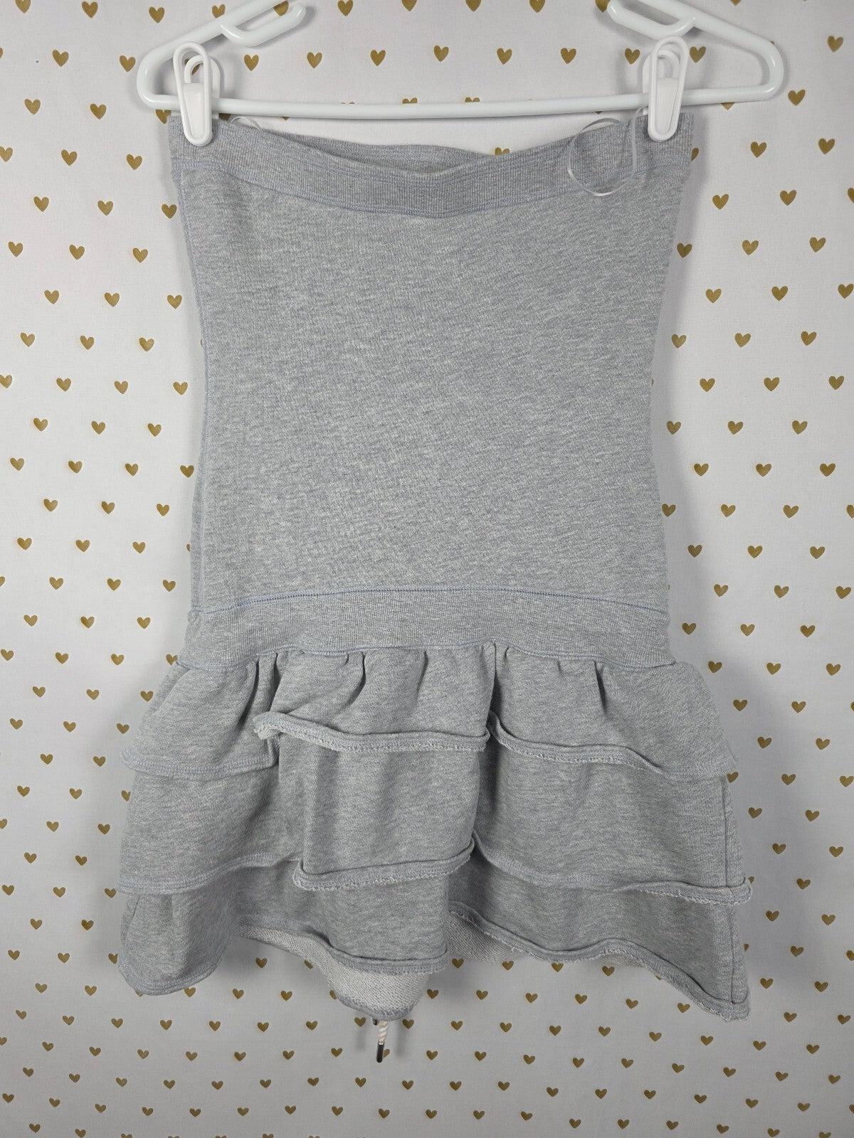 PINK Victoria’s Secret Gray Strapless Ruffle Terry Mini Dress Small Dog
