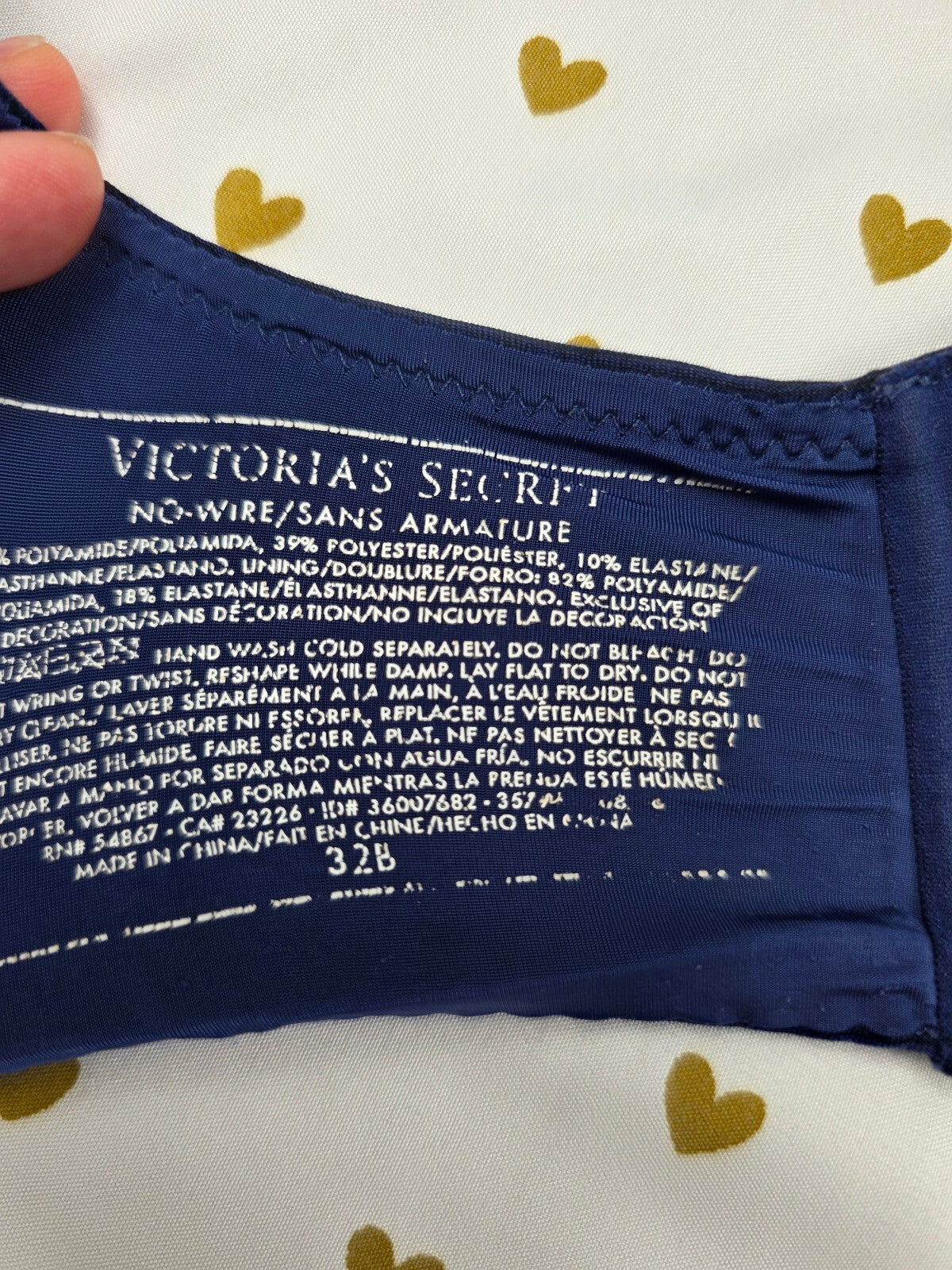 Victorias Secret No Wire Wireless Bra 32B Blue