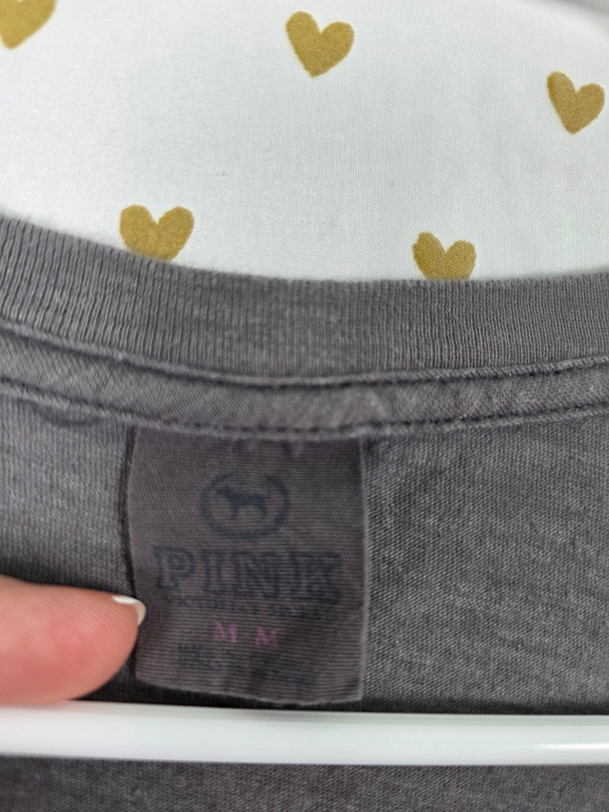 Victorias Secret PINK Vintage V neck logo Tee shirt Grey Medium