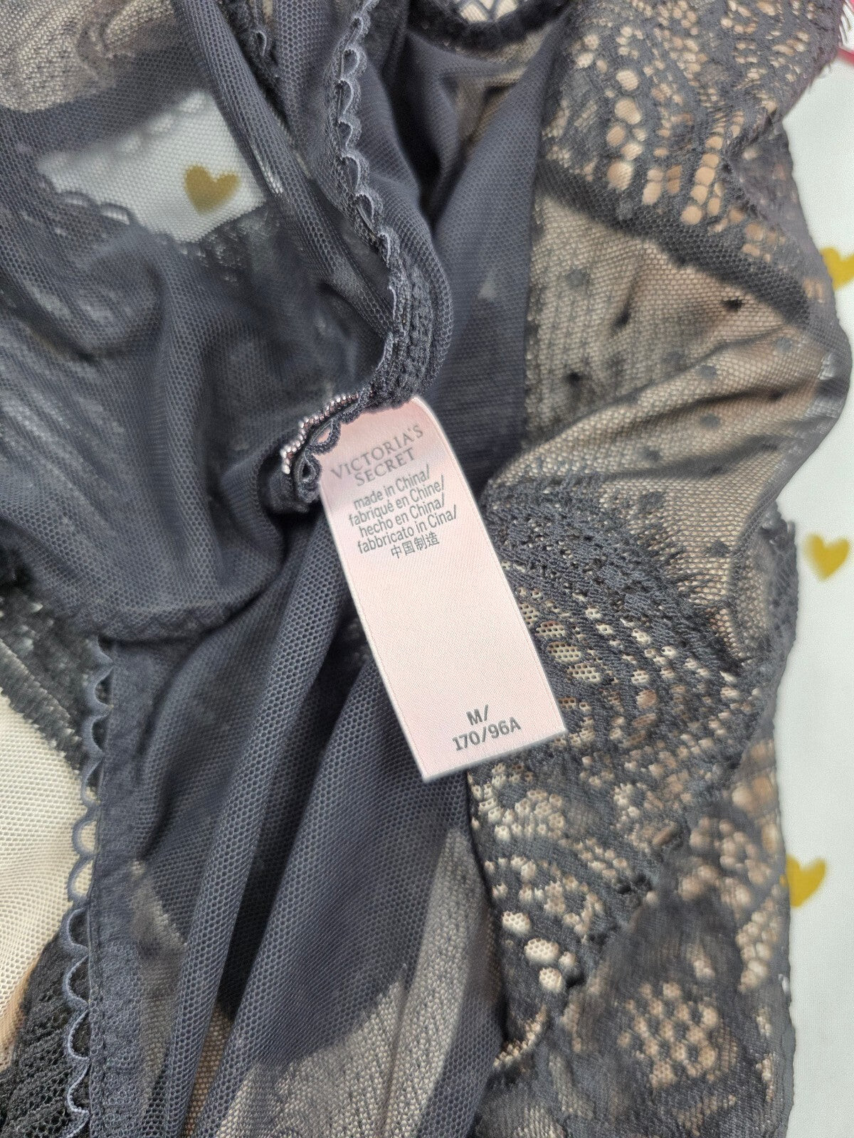 Victorias Secret Black Stretchy Sheer Teddy Bodysuit Medium