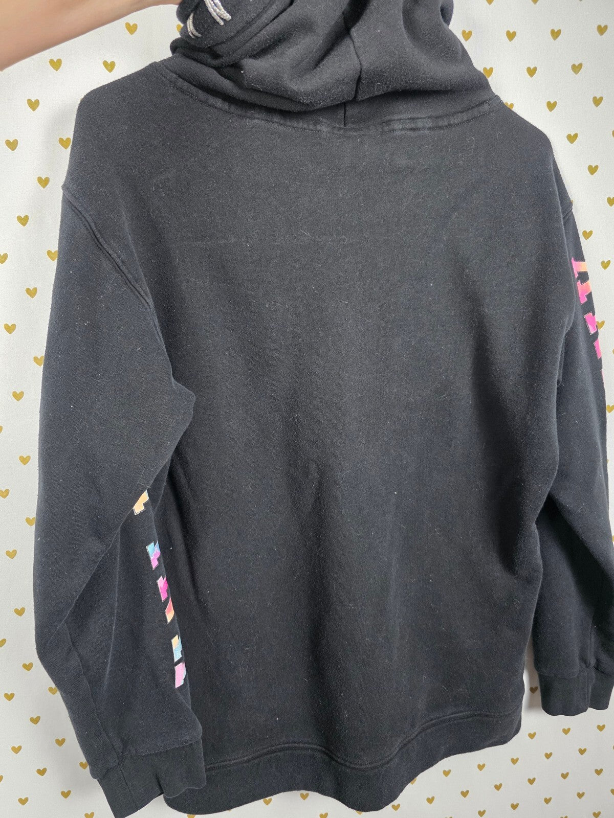 Victorias Secret Pink Watercolor BLING sequin Pullover Hoodie Sweater SMALL