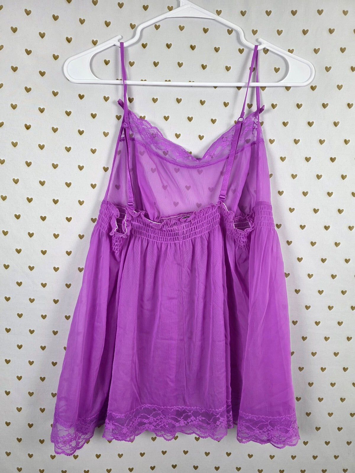 Victorias Secret Purple Sheer Flowy Babydoll Nightie Dress Lingerie XL