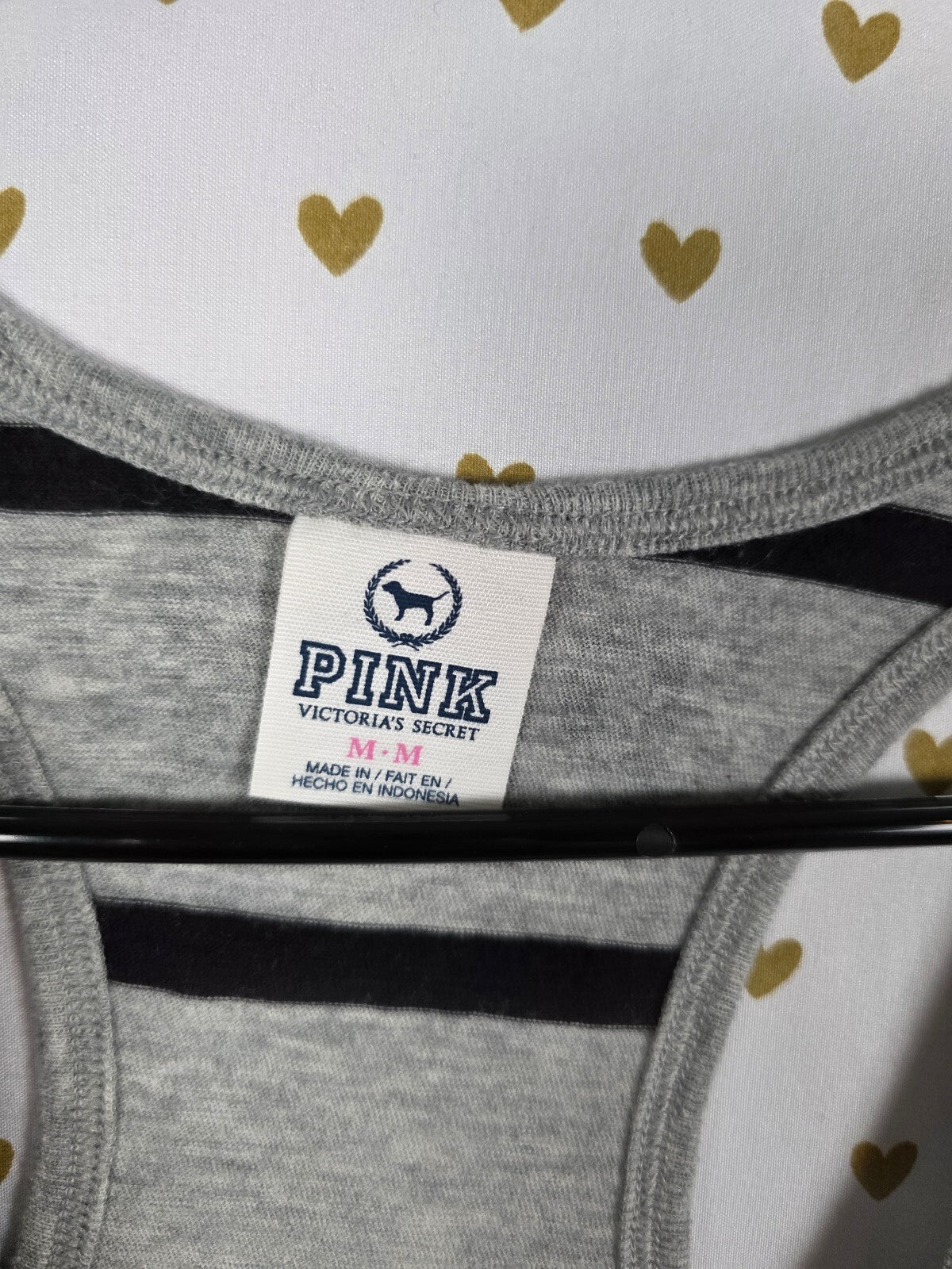 Victorias Secret PINK Bling Sequined Stripe Grey Tank Top Medium