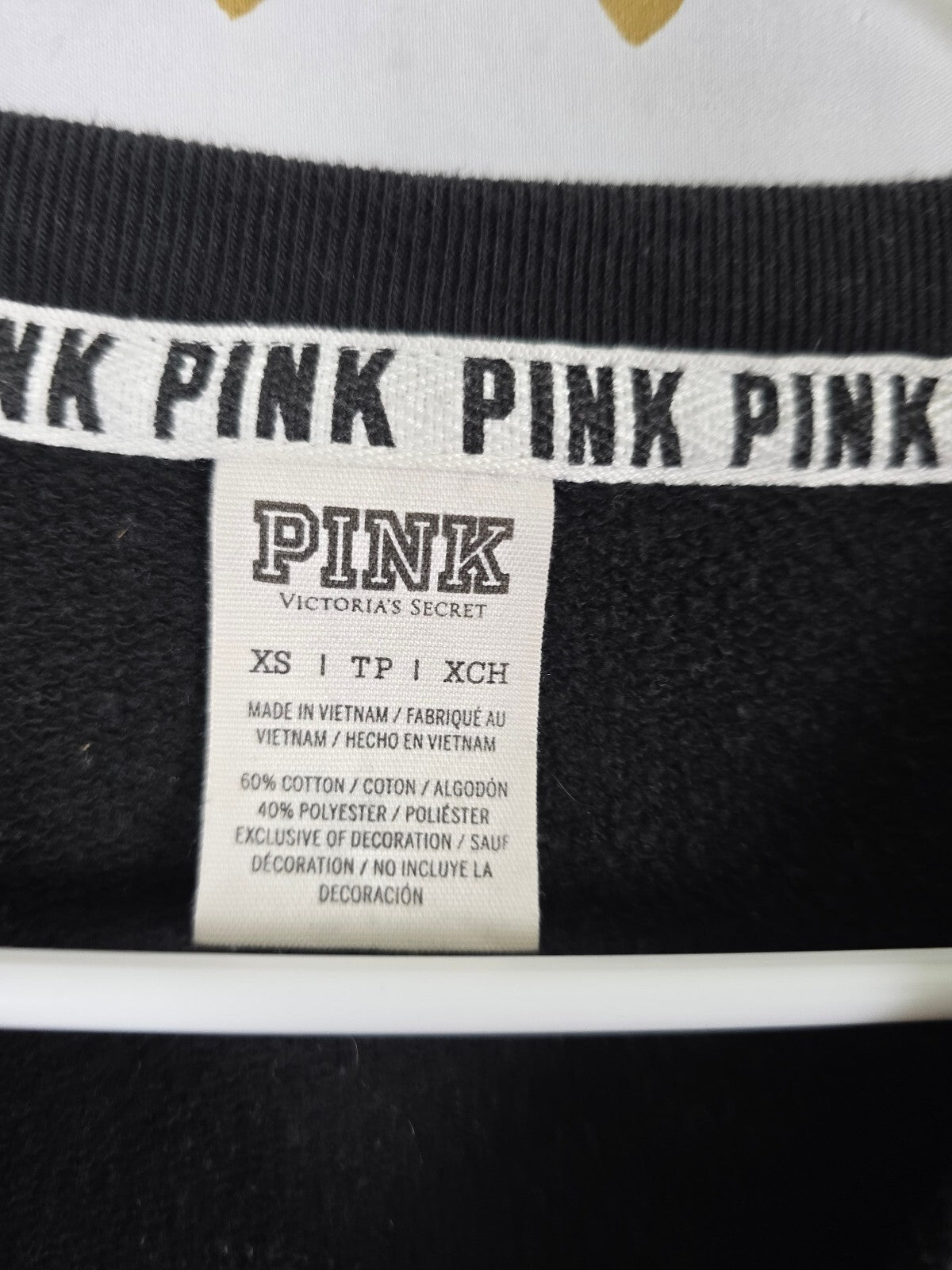 Victorias Secret Pink Bling Sequined Logo Winter Campus Sweater Shirt XS