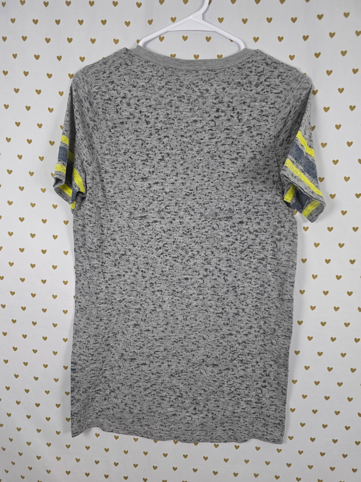Victoria's Secret PINK Love Pink Smiley Face Burnout T Shirt Gray Yellow L
