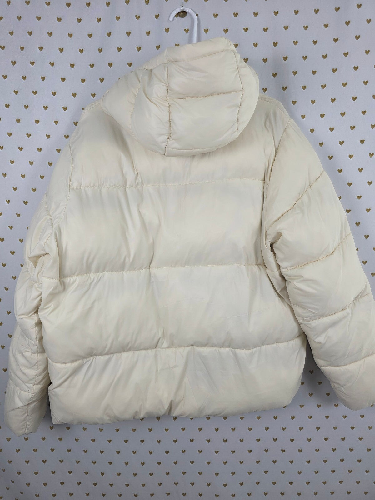 Victoria’s Secret PINK Marshmallow Puffer Coat L White Shell Cream Hooded