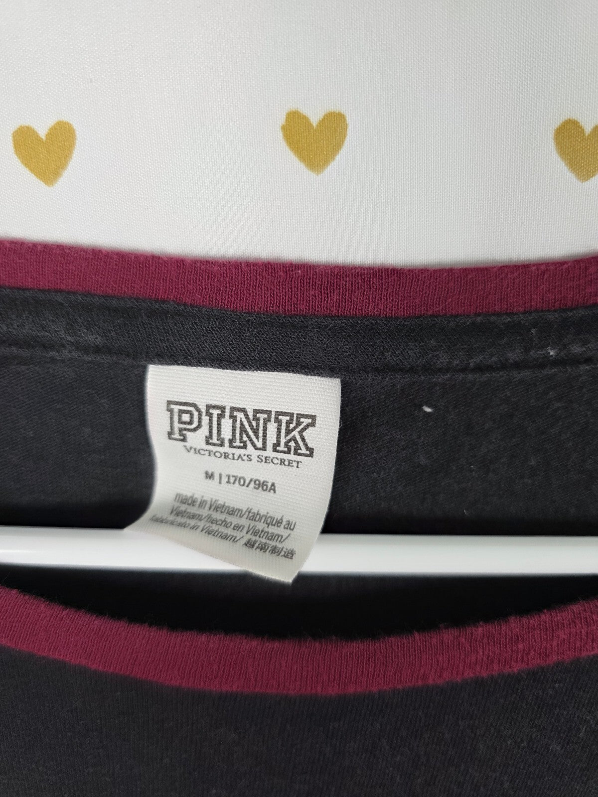 Victorias Secret PINK Maroon Bling Colorblock Sequined Tee shirt MEDIUM