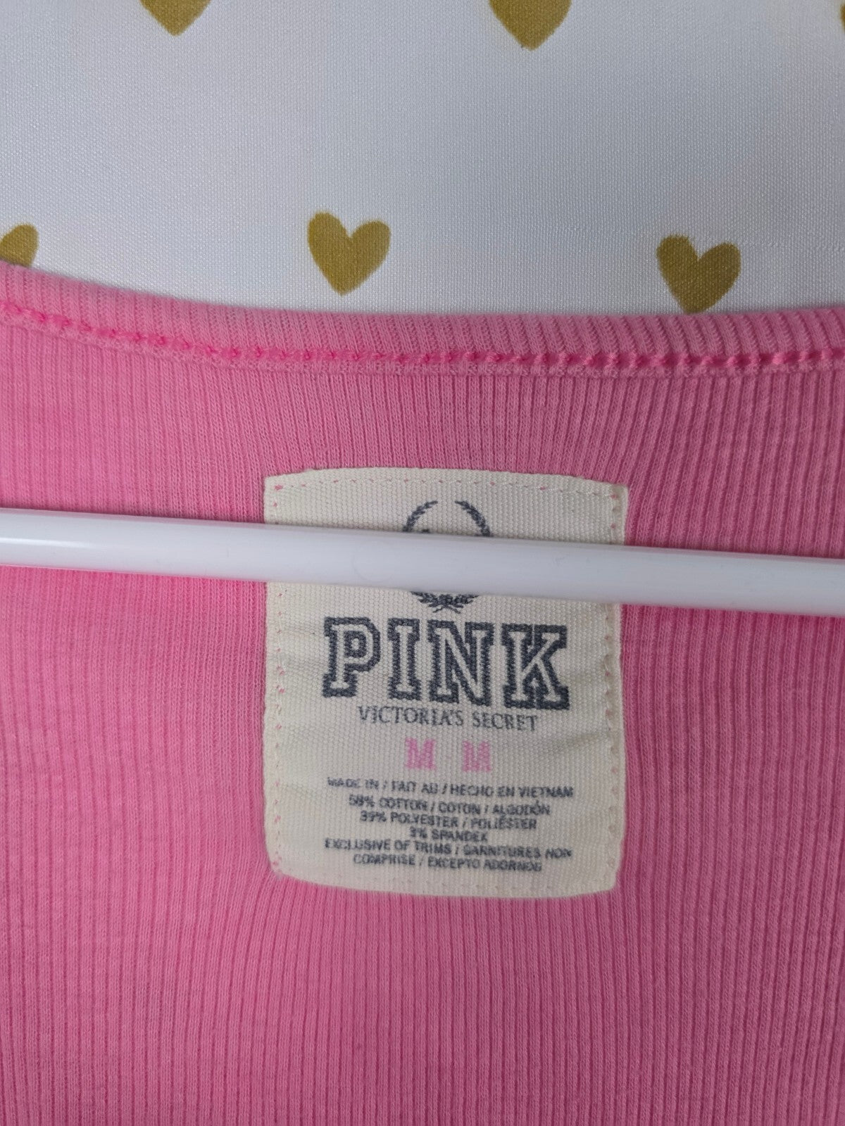 Victorias Secret PINK Vintage y2k Ribbed Embroidered Dog Tank Top Medium