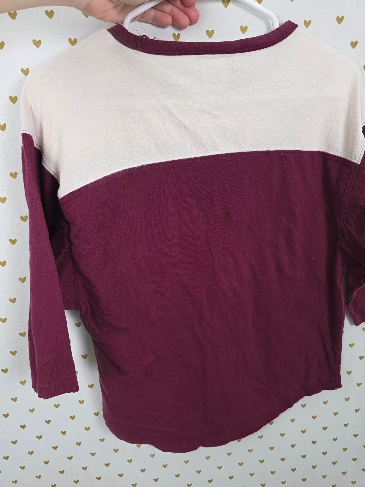 Victorias Secret PINK Maroon Gold BLING quarter sleeve Tee shirt XS