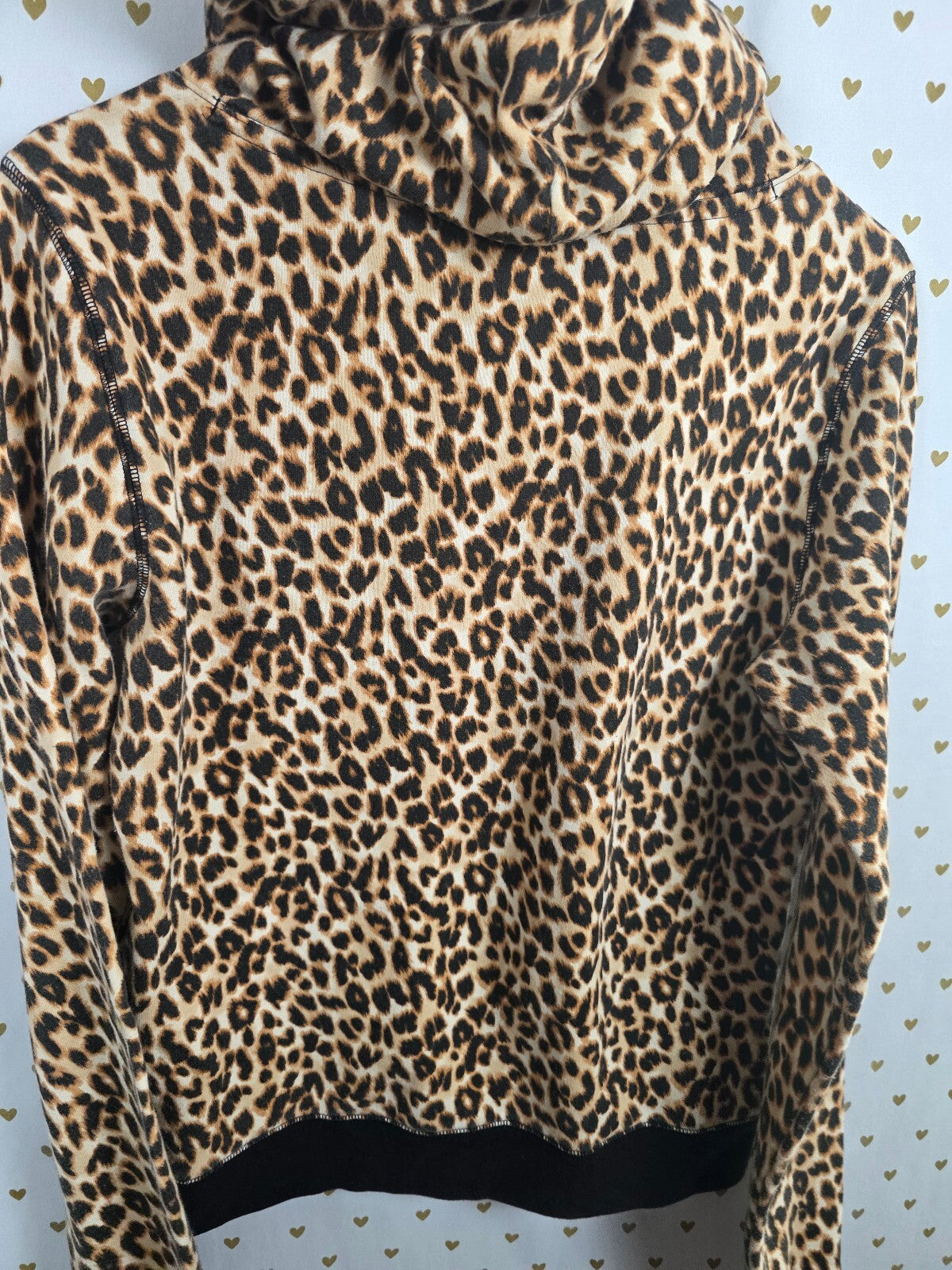 PINK Victoria's Secret Leopard Print Hoodie Pullover Cowl Neck Pocket Size M