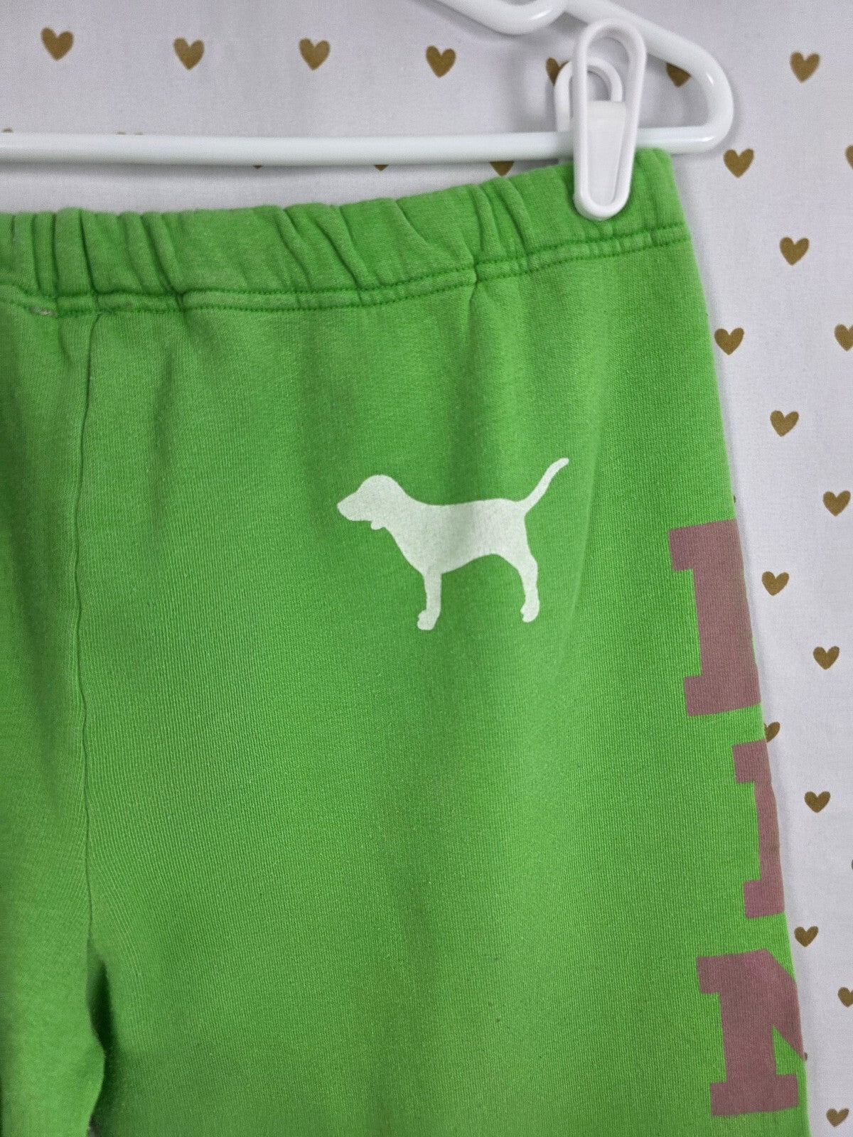 Victorias Secret PINK Vintage Green Logo Y2k Sweats Sweatpants Cotton Sm