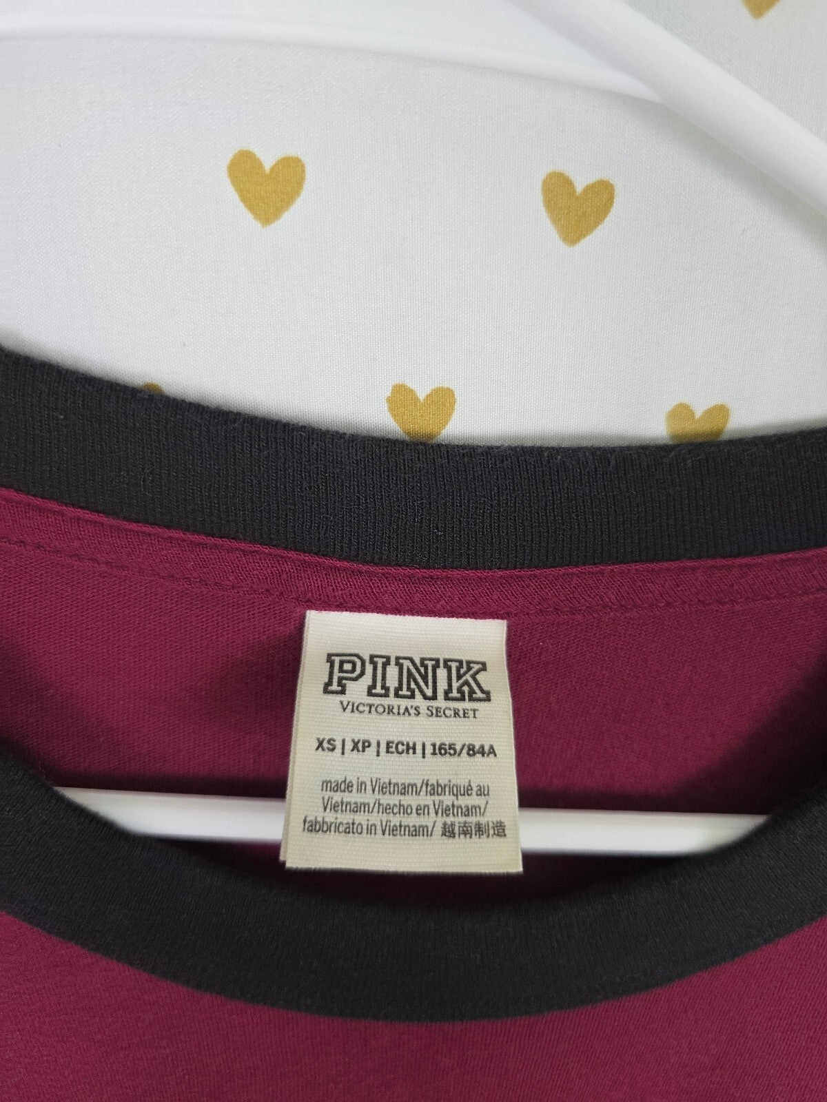 Victorias Secret PINK maroon Long Sleeve Bling Sequined tee shirt XS